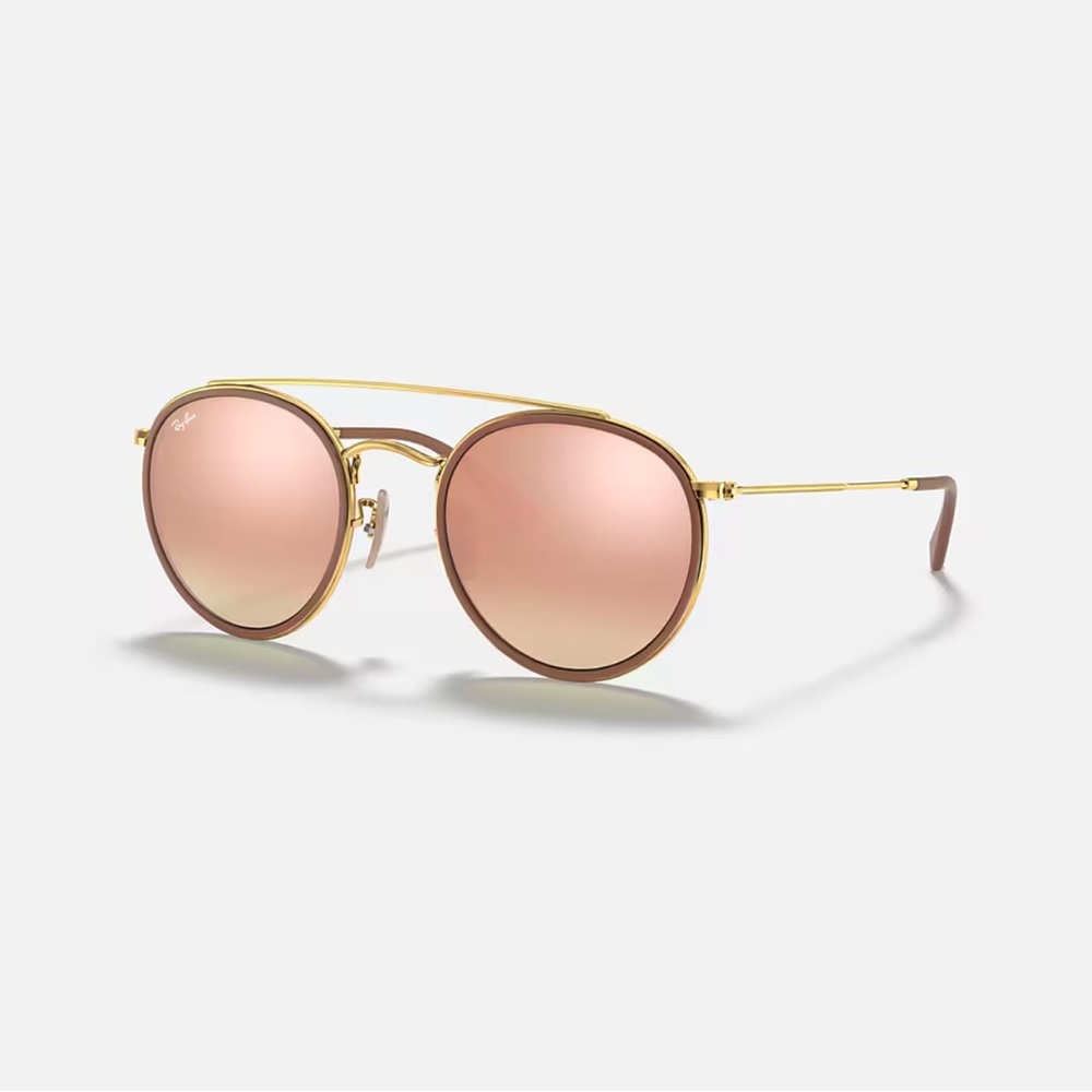 NEW Ray-Ban RB3647N 001/7O 51-22 Round Double Bridge Sunglasses - Gold - Picture 3 of 8